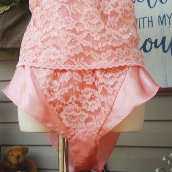 VICTORIA'S SECRET ♡ Vintage 2pc Gold Label Rose Satin 'n Floral Lace Lingerie S - Picture 11 of 17